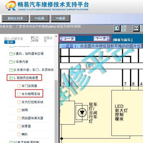 2019-2020年日产轩逸日间行车灯电路图