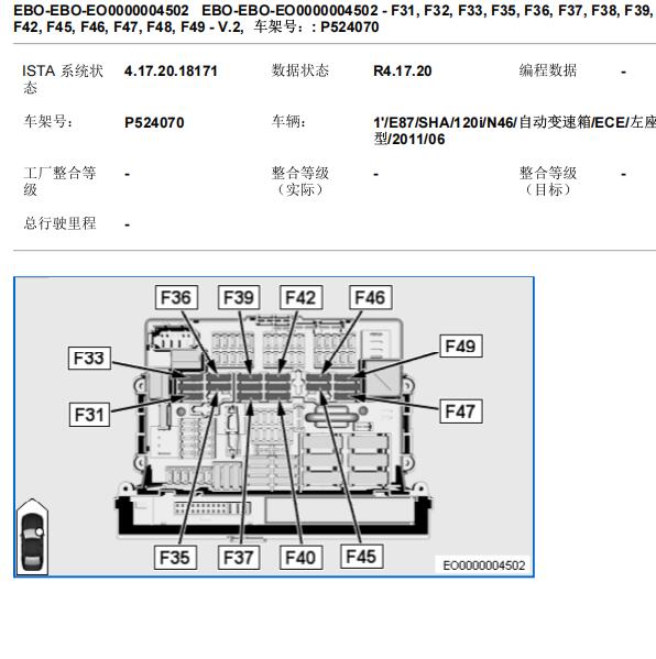 2008年宝马120i雾灯及示宽灯保险位置