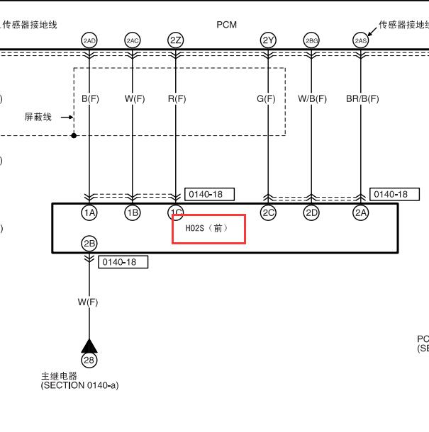 2006年马自达6 L3发动机氧传感器电路图