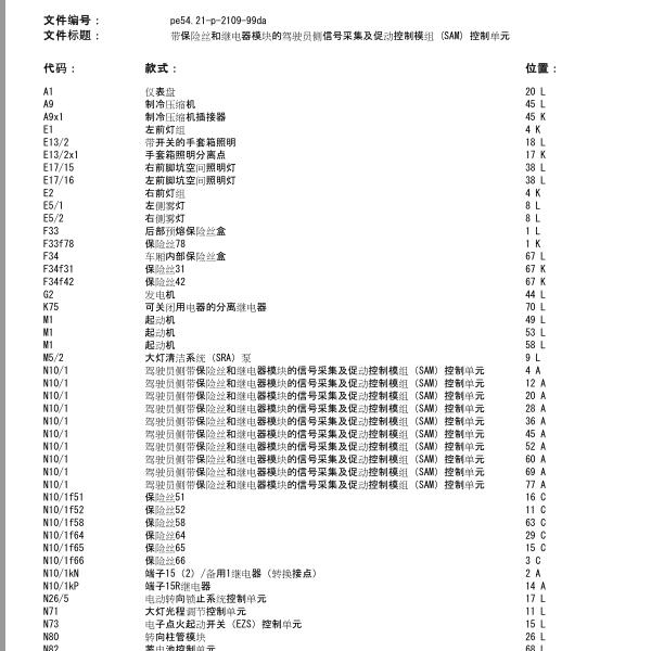 2007年奔驰E230前SAM电路图