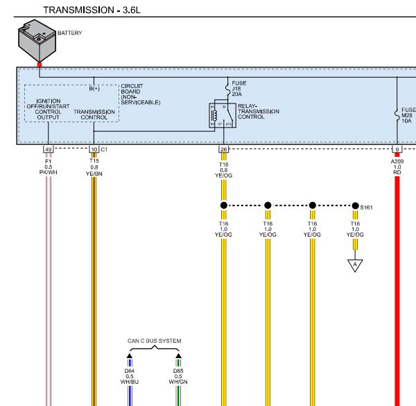 2017年道奇大捷龙变速箱换挡开关电路图