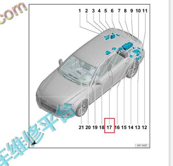 2019年奥迪A4L紧急呼叫模块位置