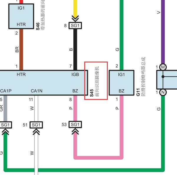 2019年丰田威尔法前识别摄像机电路图