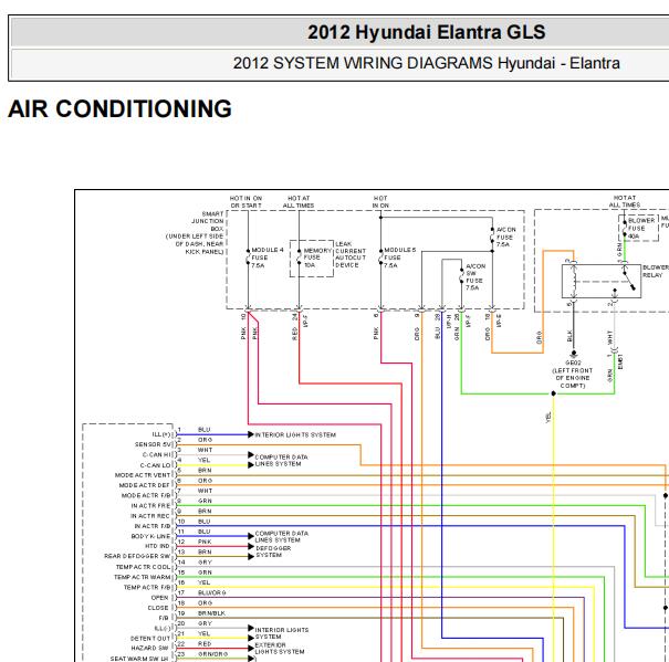 2012年现代伊兰特空调电路图
