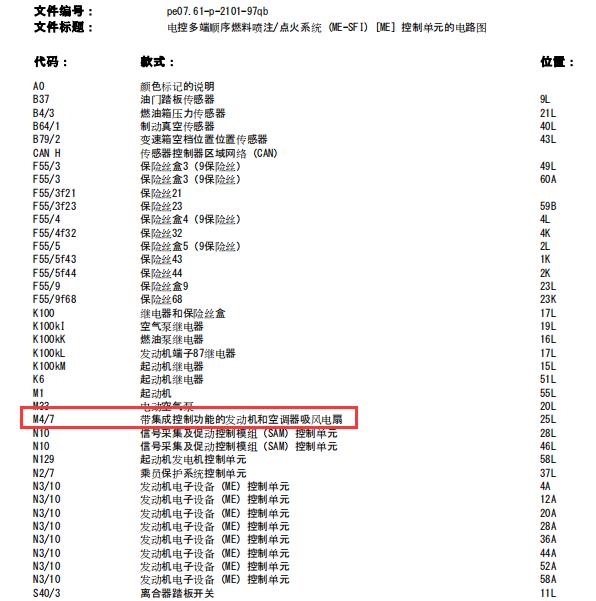 2012年奔驰A160风扇电路图及保险丝继电器说明