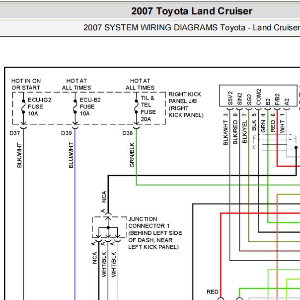 2007年丰田酷路泽转向系统电路图