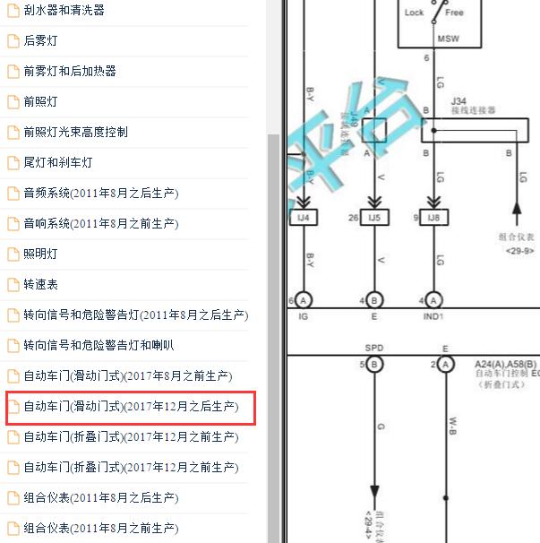 2018-2019年丰田柯斯达 自动车门控制电路图