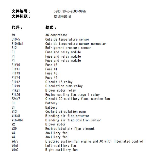 2002年奔驰ML320空调电路图