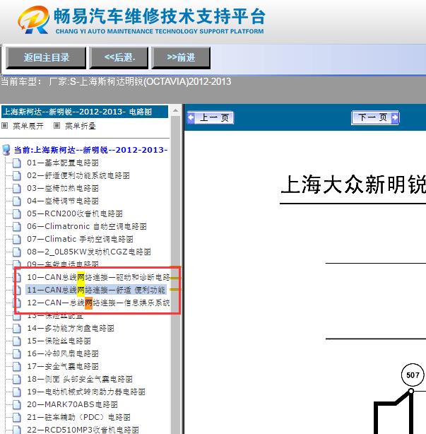 2013年斯柯达明锐网络通讯电路图