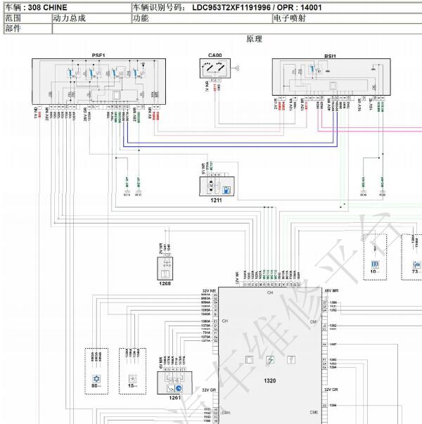 2015年标致308发动机电路图