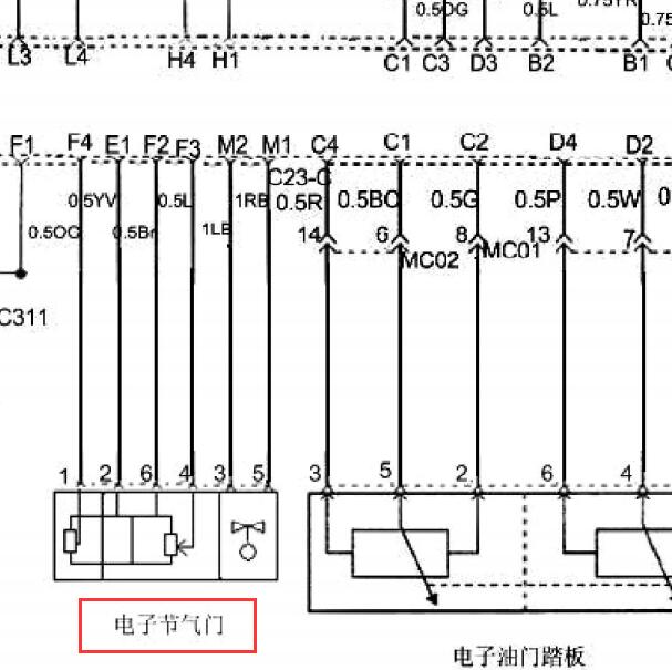 2009年华泰圣达菲1.8发动机节气门电路图