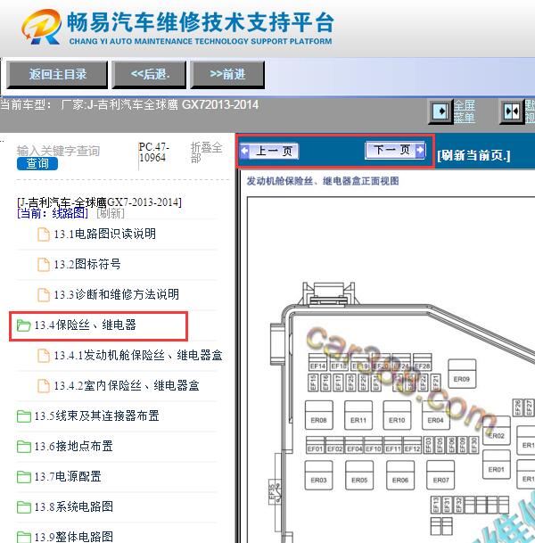 2013-2014年吉利全球鹰保险丝继电器资料
