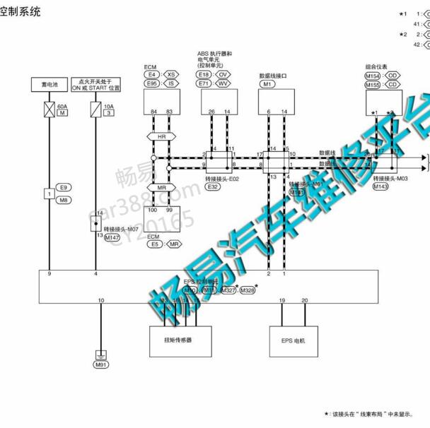 2016年日产轩逸转向系统电路图