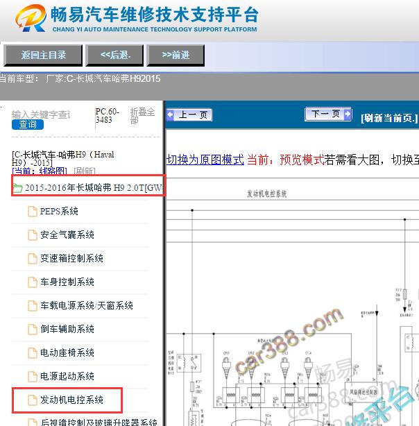 2015年长城哈弗H9发动机电路图