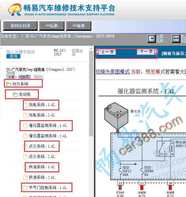 2017-2018年广汽菲克吉普指南者发动机电路图