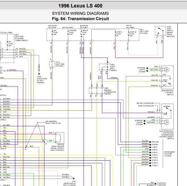 1996年雷克萨斯LS400 变速箱电路图