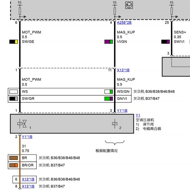 2016年宝马X1 空调压缩机电路图