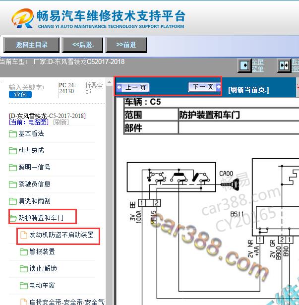 2017-2018年雪铁龙C5  无钥匙系统电路图