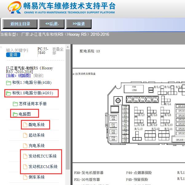 2010年江淮和悦RS保险与发动机电路图