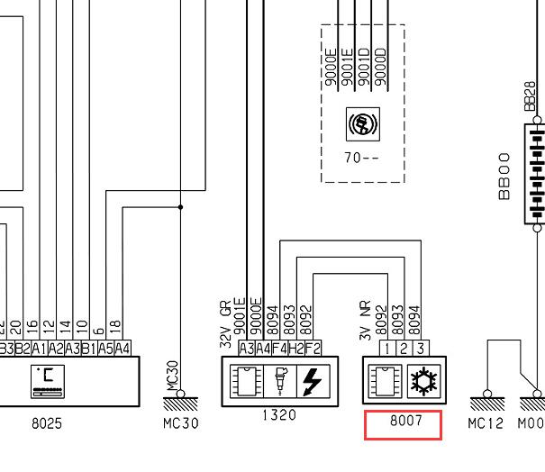 2006年标致206空调压力开关电路图