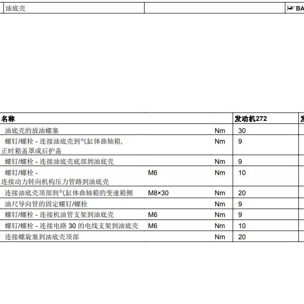 2009年奔驰E300 272发动机油底壳螺丝扭矩