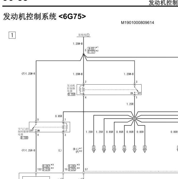 2006年三菱帕杰罗6G75发动机电路图