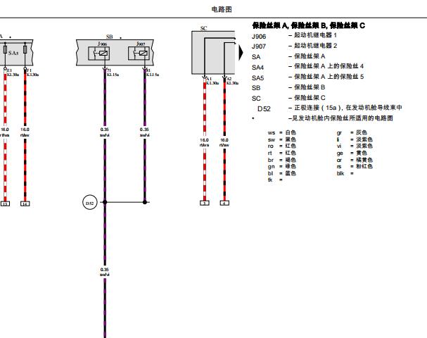 2021年大众高尔夫保险丝电路图