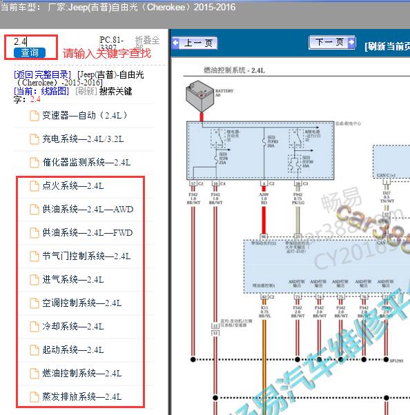 2015年吉普自由光2.4发动机电路图