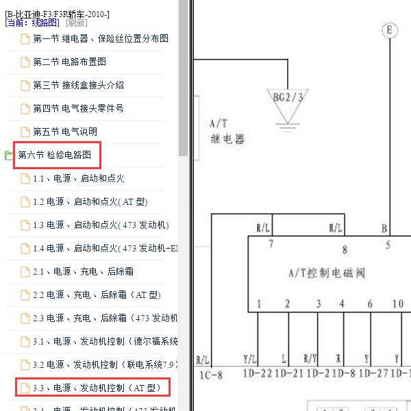 2010年比亚迪F3R变速箱电路图