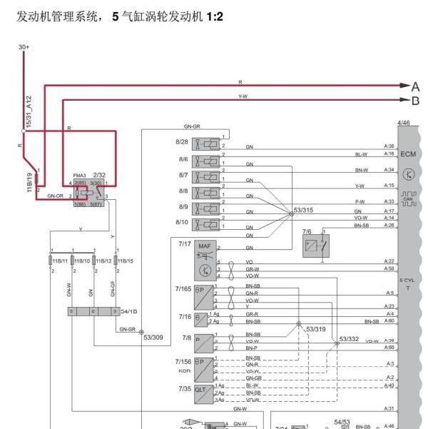2011年沃尔沃XC90发动机节气门电路图