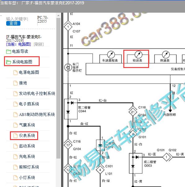 2017年福田蒙派克转速表电路图