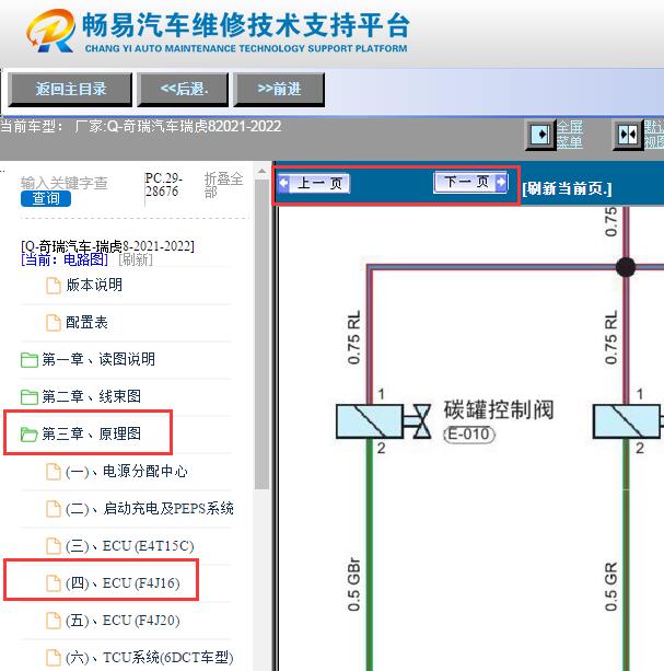 2021-2022年奇瑞瑞虎8 碳罐电磁阀电路图