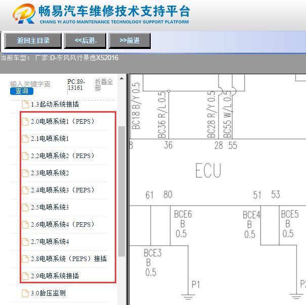 2016年东风景逸X5发动机电脑电路图