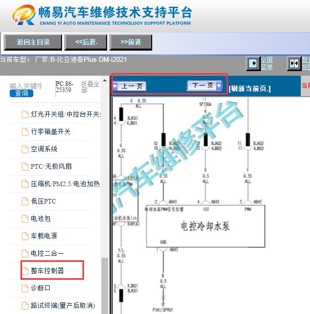 2021年比亚迪秦PLUS DM-i 整车控制器和水泵电路图