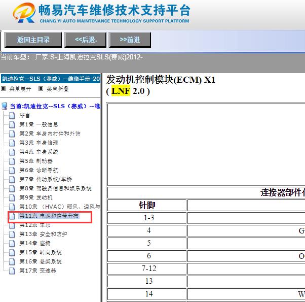 2012年凯迪拉克赛威发动机针脚