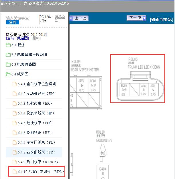 2017年众泰大迈X5尾门锁3线针脚