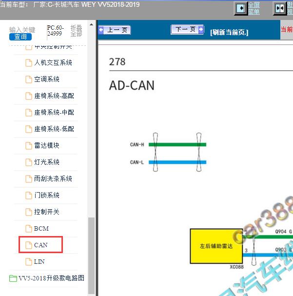 2019年长城汽车WEY VV5 CAN总线电路图