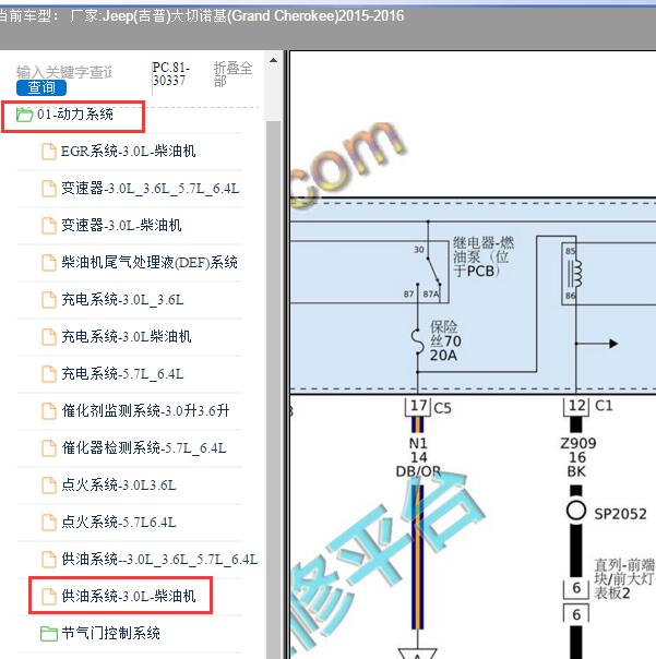2015-2016年Jeep(吉普)-大切诺基(Grand Cherokee) 燃油控制线路图