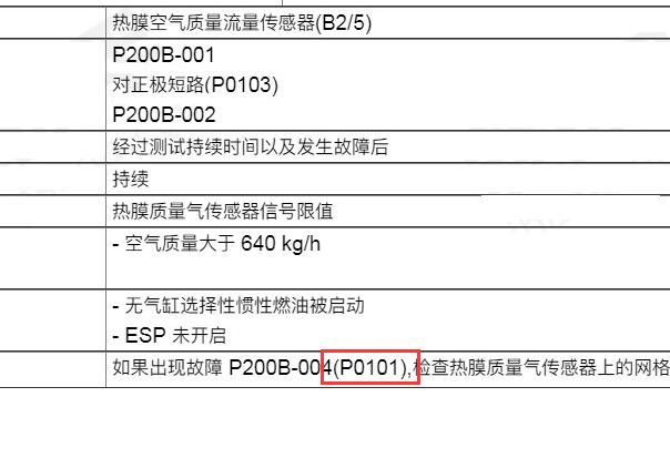 奔驰P0101故障码相关资料