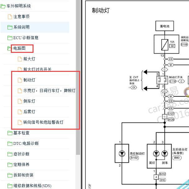 2019年启辰D60 小灯和刹车灯电路图