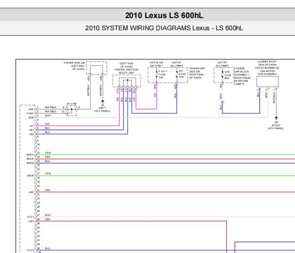 2010年雷克萨斯LS600HL空调大灯等电路图