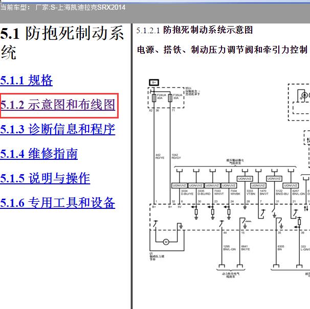 2014年凯迪拉克SRX ABS电路图