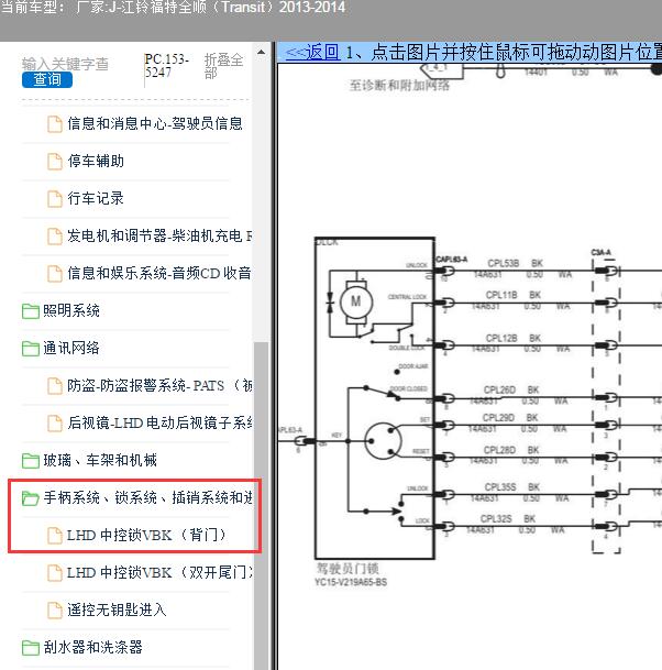 2014年江铃福特全顺中控锁电路图