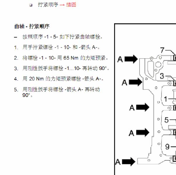 2014年奥迪A6L  CDZ发动机维修扭矩