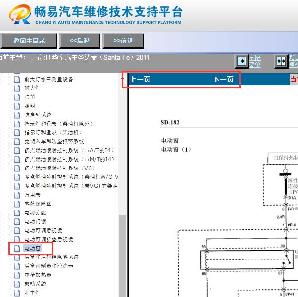 2011年华泰圣达菲车窗电路图