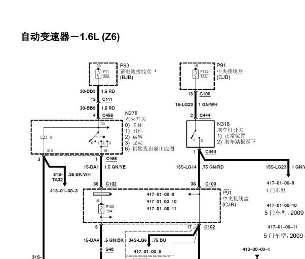 福特福克斯FN4AEL/4F27E 变速箱电路图