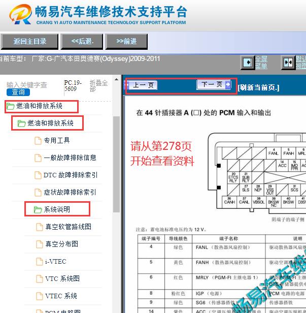 2009-2011年本田奥德赛发动机针脚资料