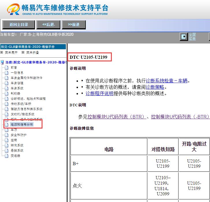 2020年别克GL8 故障码U216A诊断资料