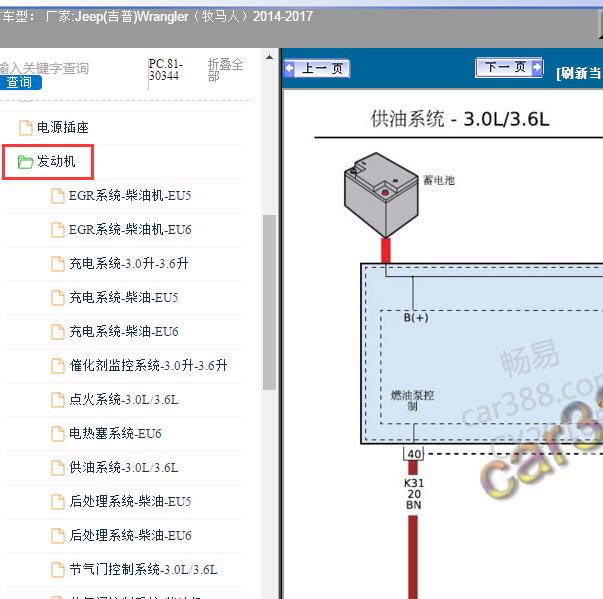 2014-2017年Jeep(吉普)-Wrangler（牧马人）发动机线路图