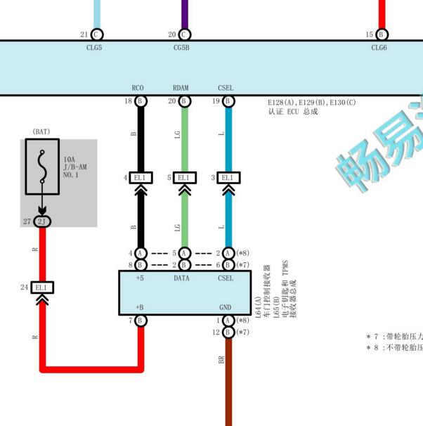 2019-2020年丰田酷路泽遥控门锁接收器电路图